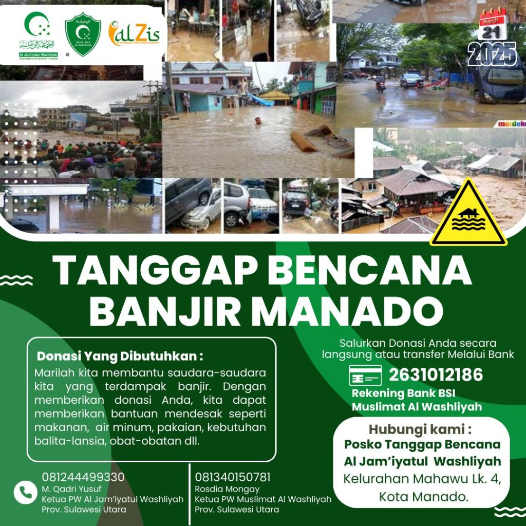 Muslimat Al Washliyah Sulut Buka Posko Banjir di Kota Manado 1 IMG 20250322 WA0026